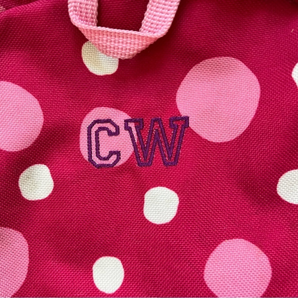 Lands’ End Classmate Girls Pink Polka Dot Initial “CW” Backpack - Picture 6 of 13
